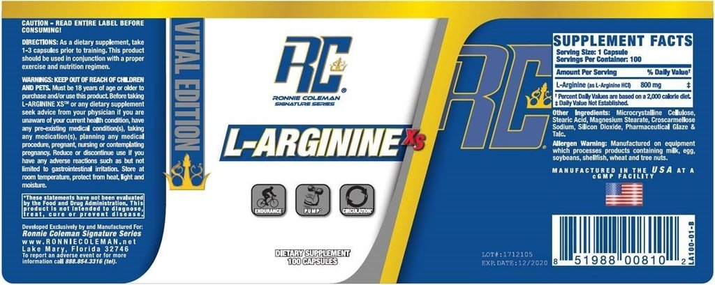 Ronnie Coleman L-Arginine XS 100kaps