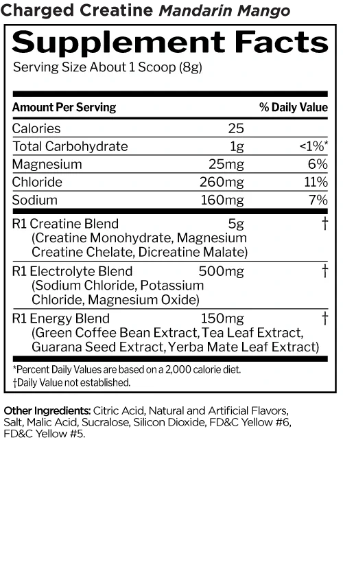 Rule 1 Charged Creatine 240g mandarínka-mango