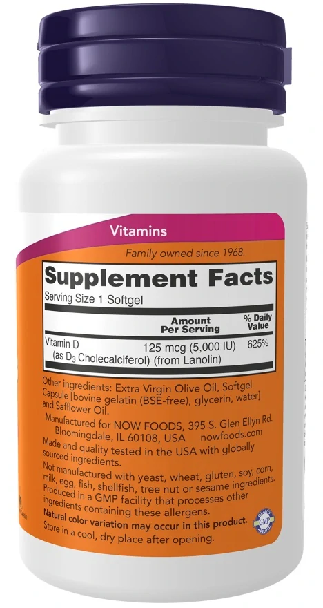 Now Foods Vitamin D3 5000 IU 30kapsúl